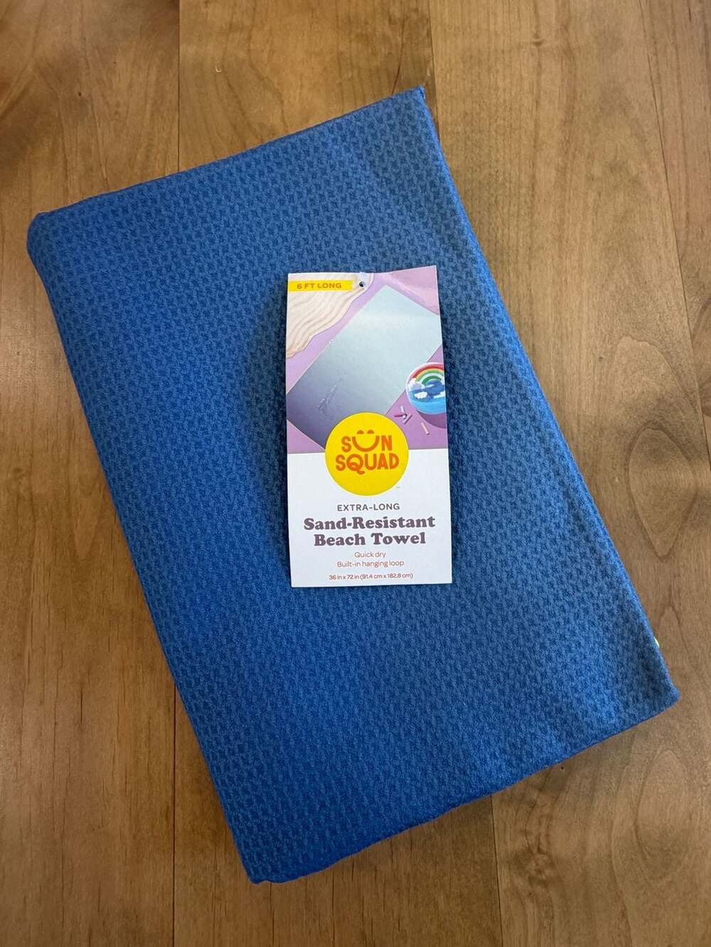 Sun Squad Extra-Long Sand-Resistant Beach Towel Blue 36" x 72" NEW